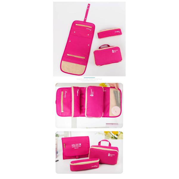 Foldable Travel Toiletry Cosmetic Bag Storage Makeup Bag Organizer Polyester