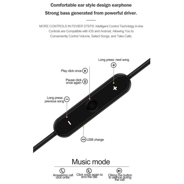 Magnetic Attraction Wireless Stereo Earphone 55cm Bluetooth Necklace Earbuds