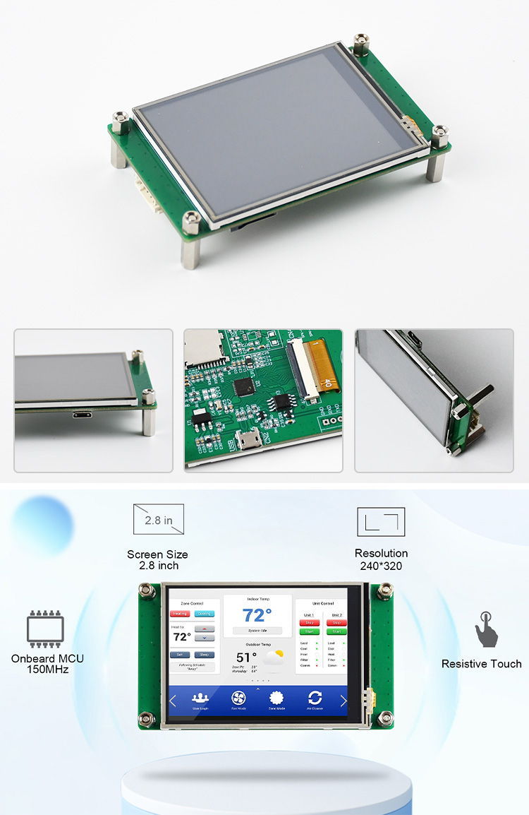 Polcd 2,8 дюйма 240*320 HMI Встроенный TFT LCD модуль Управляемый любым экраном MCU Serial Port