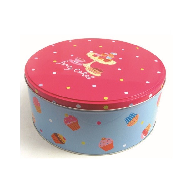 Food Grade Customized Storage Gift Metal Round Tin Box For Candy / Cookie Packaging