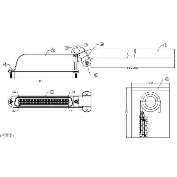 Сборка кабеля RJ21 IDC выход крышки металла 90 градусов или 45 градусов