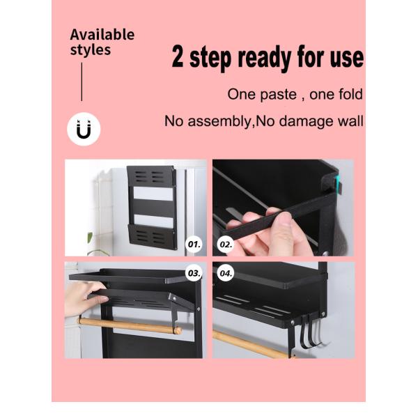 4 Tier Magnetic Fridge Organizer for Kitchen Paper Towel Holder 5 Hooks and 2.6KG Capacity