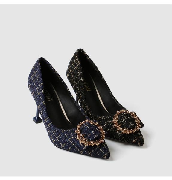 ZM022 857-10 Autumn New 2020 Sexy Women'S High Heel Shoes Wholesale Diamond Cat Heel Shallow Shoes