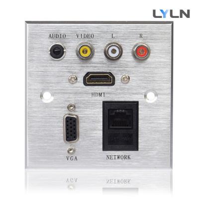 Wall Mounted AV Wall Plate , Hdmi Vga Audio Faceplate For Training Room