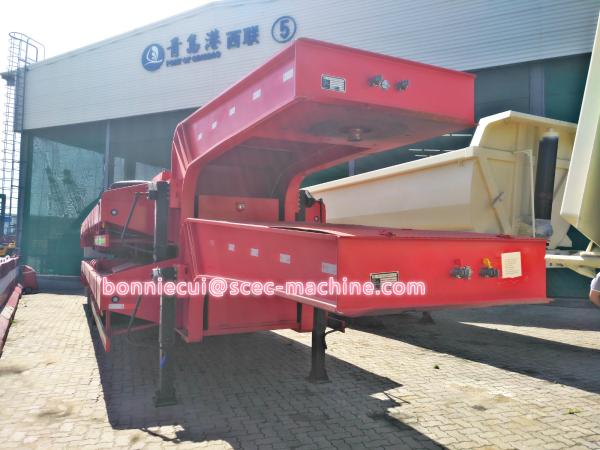 50T / 60T Heavy Duty Semi Trailers 3 Axles Low Bed , FUWA Brand Axle 13T