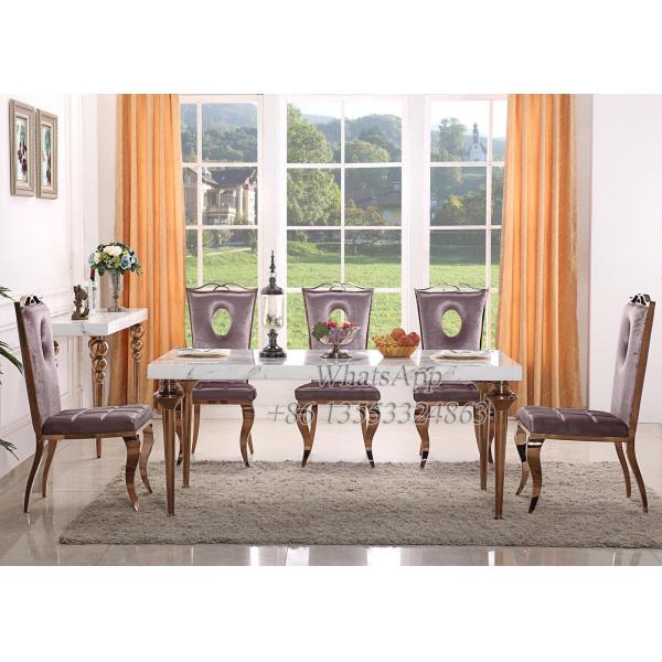 Marble Top Dining Table Stainless Steel Dining Table and Chairs For Sale With Best Price (YS-1)