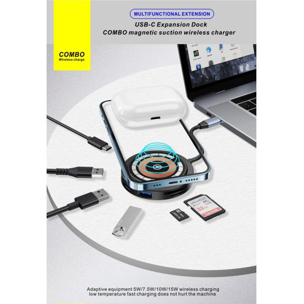 Круговое многоуровневое USB C Hub Магнитное поглощение для ноутбуков Мобильные телефоны Игровые приставки