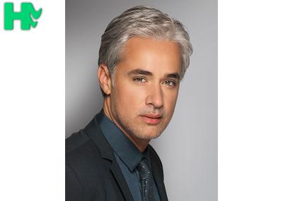 Modern Style Short Men Hair Wigs , White Color Natural Looking Wigs For Adult