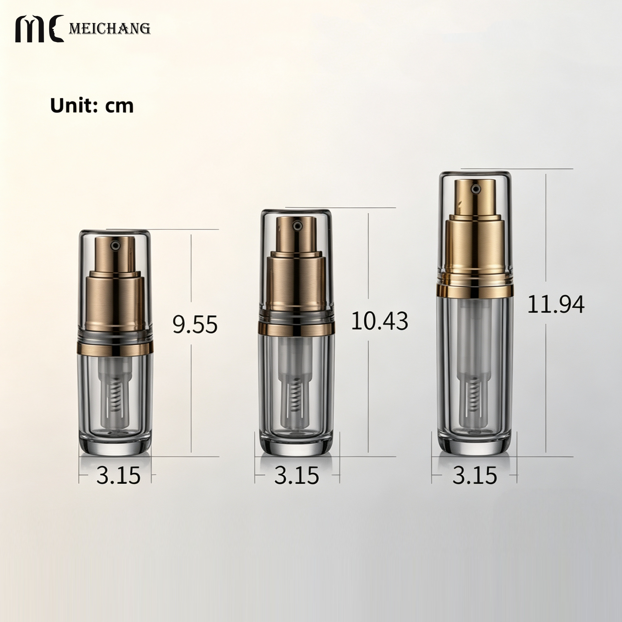 10ml/15ml/20ml Acrylic Dry Powder Spray Bottle with Screw Cap for Cosmetic Packaging (MC-1508)