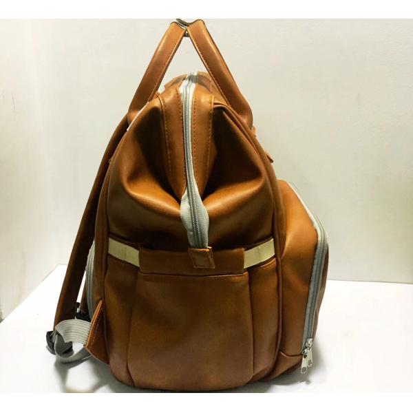 Brown PU Leather Baby Bag Backpack , Unisex Maternity Diaper Bags For Mom And Dad