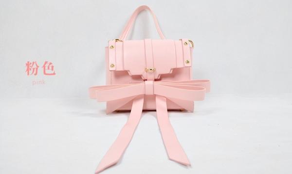 2016 new bow shoulder bag Messenger female European and American fashion pure color pu handbag