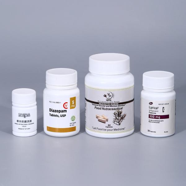 Empty Pharmaceutical Tablet Pill Bottles with Plastic Screw Cap and HDPE Material