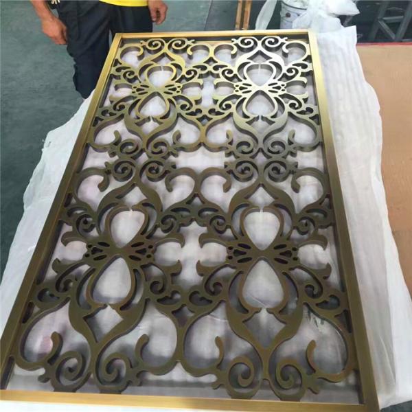 Top quality laser cutting  room divider screen antique bronze color brushed finish metal panel supplier