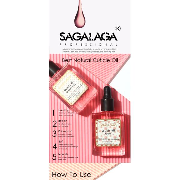 Vitamin E SAGALAGA Nail Cuticle Oil Square Dropper Bottle Custom Logo Nail Care Fruit Flower Oil for Cuticle Format DROPPER