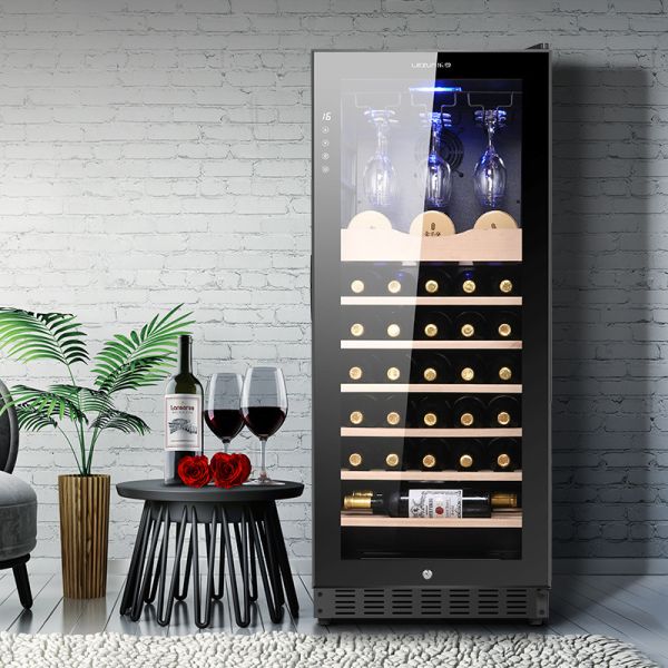 Black Wood Single Zone Wine Cooler Cabinet with Digital Temperature Control