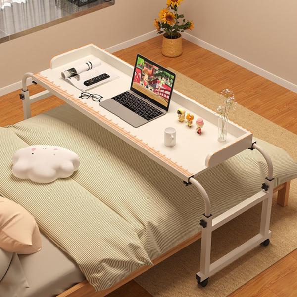 Adjustable Wooden Double Desktop Laptop On Bed Workstation Table with Wheels Care Nursing Mobile Adjustable Straddle Bed Lazy