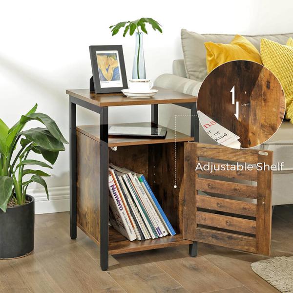 Nightstands with Cabinet, Industrial Bedside Table, Small Side Table, Bedroom Furniture, ULET62BX