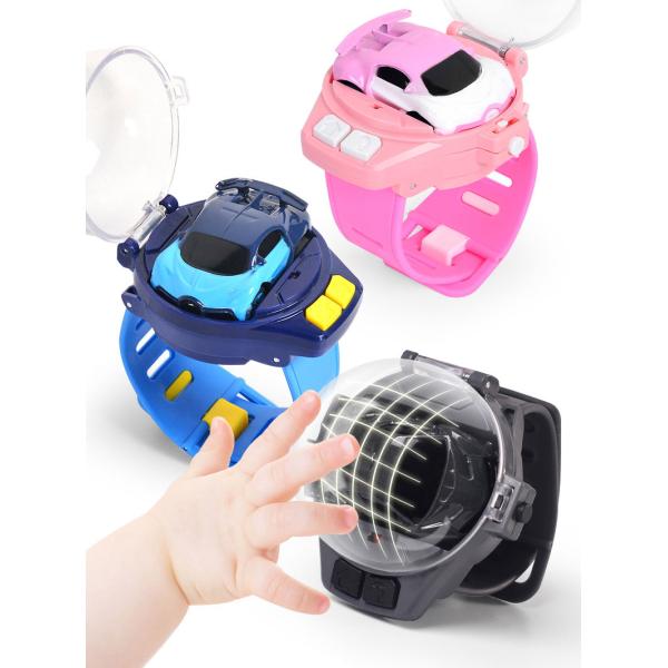 Kids Mini RC Car Watch 2.4 GHz Cartoon RC Racing Car USB Charging 4 Channels for Kids