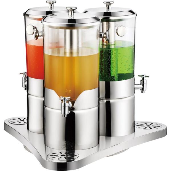 Stainless steel juice dispenser for three tank