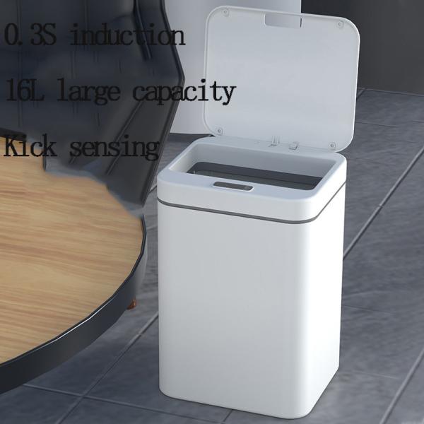 16L/5.3 Gallon Square Automatic Kitchen Garbage Bin Motion Sensor Plastic  Smart Trash Can Trash Bin