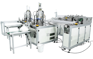 Integrated 200 PCS/MIN High-Speed Mask Production Line | Fully Automatic 1-to-2 System with AI-Vision Quality Inspection & PLC Automation