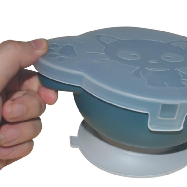 Reusable Baby Silicone Bowl Small Suction Silicone Divided Plate Spoon With Lid Set