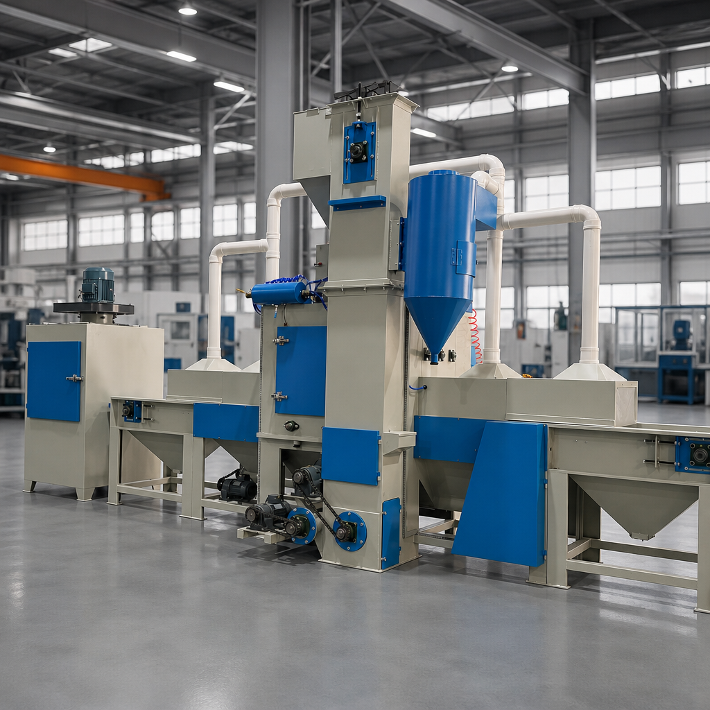 Dustless Automatic Conveyor Sandblasting Machine with High Pressure Cleaning Deflashing Function Motor Core Small Size