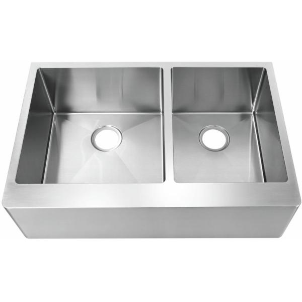 Handmade Front Apron Stainless Steel Kitchen Sink Two Holes