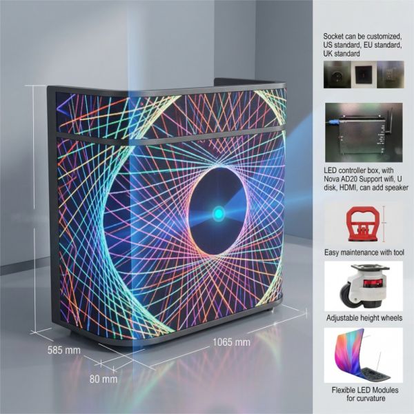 Curved Customizable GOB LED Reception Desk with Adjustable Height for Business