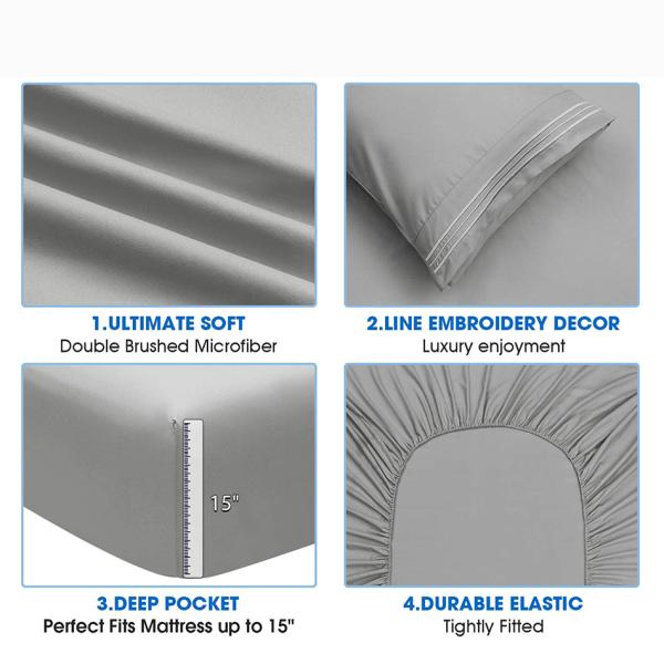 Microfiber Embroidered Sheets Set for 16