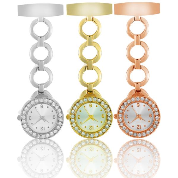 Nurse Pocket Watch Silver Elegant Women Brooch Nurse Watch Fashion Fob Nurse Watch Rose Gold Diamond Pendants Clocks Hot