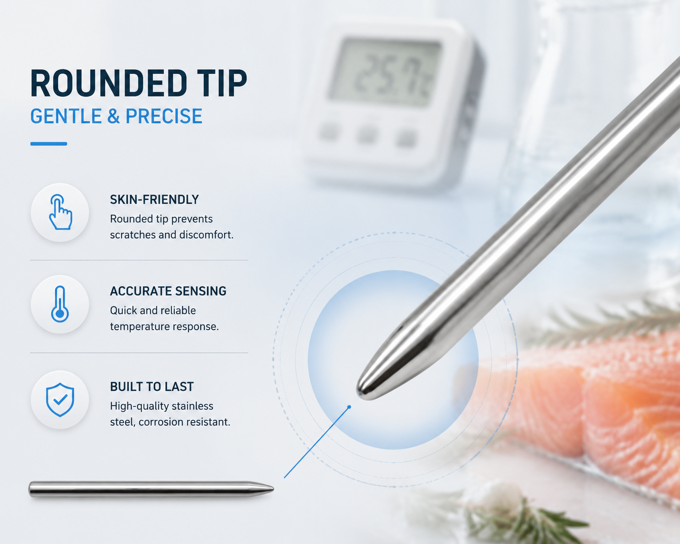 Customized Pen Tip Temperature Probe with Smooth Transition Tube Body