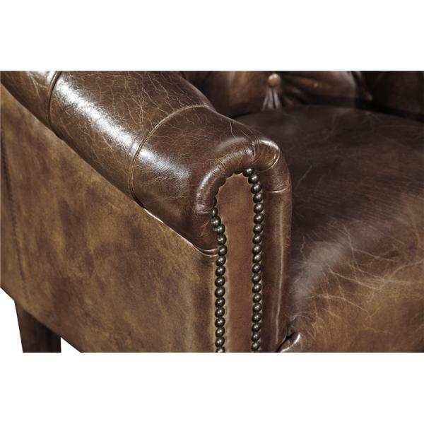 Vintage Cigar Leather Occasional Chairs With Solid Wood Legs For Home / Office