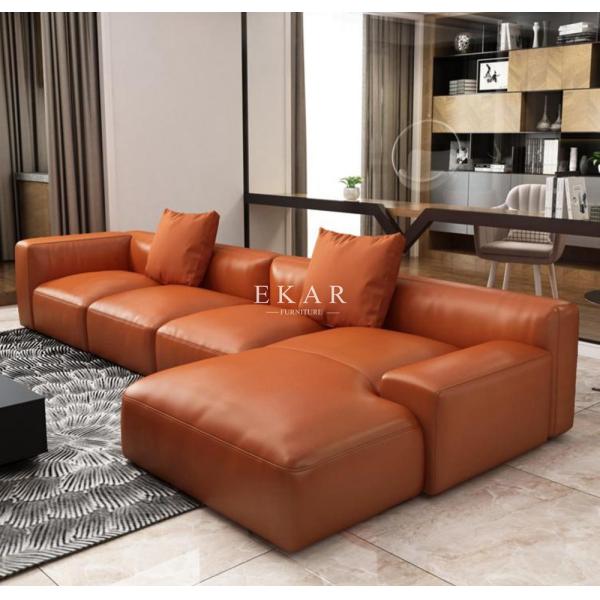 Nordic New Fashion L Shape Upholstered Living Room Furniture Leather Sofa Set
