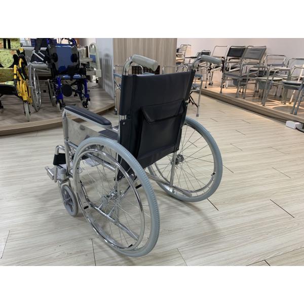 Heavy Duty Folding Steel Wheelchair 20inch Seat Solid Castor 93cm
