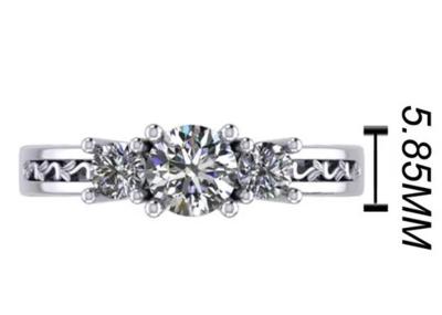 joyería del oro sólido de 0.8ct 14k, diente que fija RD5.85mm Diamond Three Stone Ring