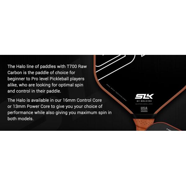 Custom 2024 Selkirk SLK Halo Control Halo Power Raw Carbon Fiber Pickleball Paddle with a Rev-Core Power Polymer Core