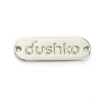 Customized Designs Follow Metal Name Plate Tags for Swimwear Custom Oval Shape Metal