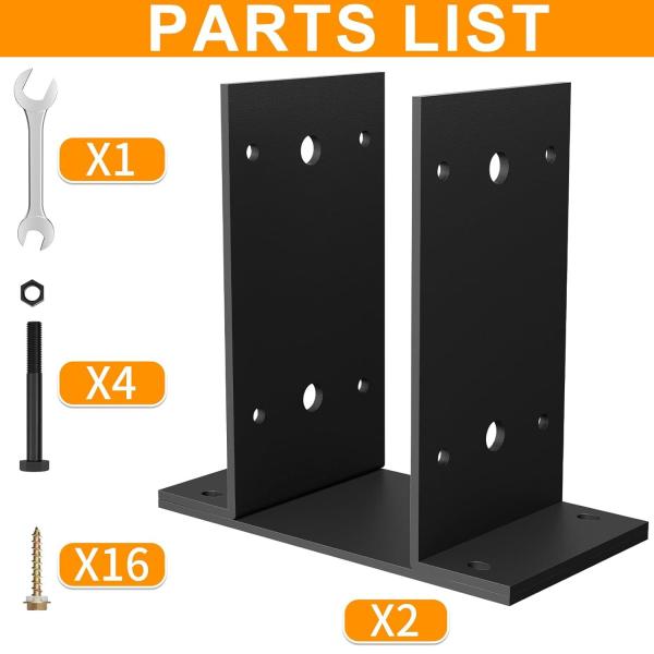 Heavy-Duty Black Powder Coated Metal Post Anchor Deck Fence Pergolas Porch Railing Support Bracket For Concrete