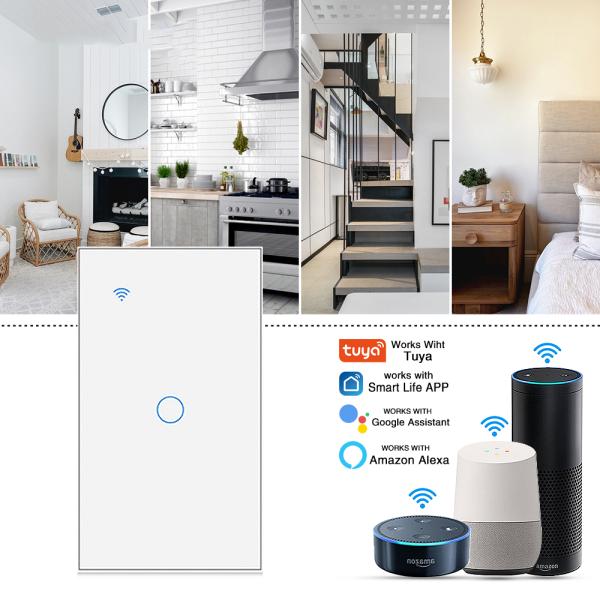 1Gang Smart WIFI настенный выключатель с управлением 5 - 600 Вт / Gang от Alexa Google Home App для США Вьетнам Бразилия