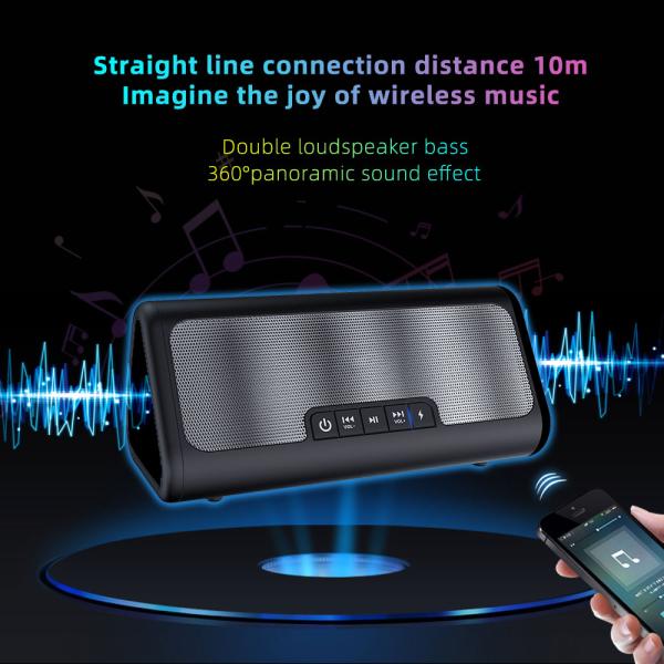 Fashion Trend Portable AUX 10W Dual Speaker Stereo Sound Wireless Rechargeable Bluetooth Speaker for Outdoor Playing Music