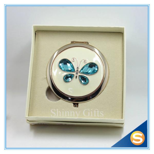Shinny Gifts Fashionable Fancy Butterfly Design Folding Double Sides Metal Pocket Mirror
