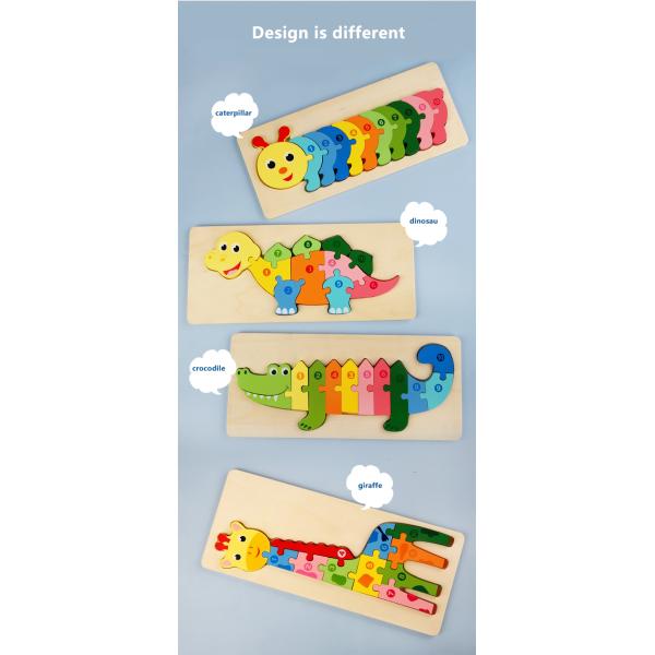 DIY Children Early Education Cognitive Toys Animal 3D Stereo Clasp Puzzle