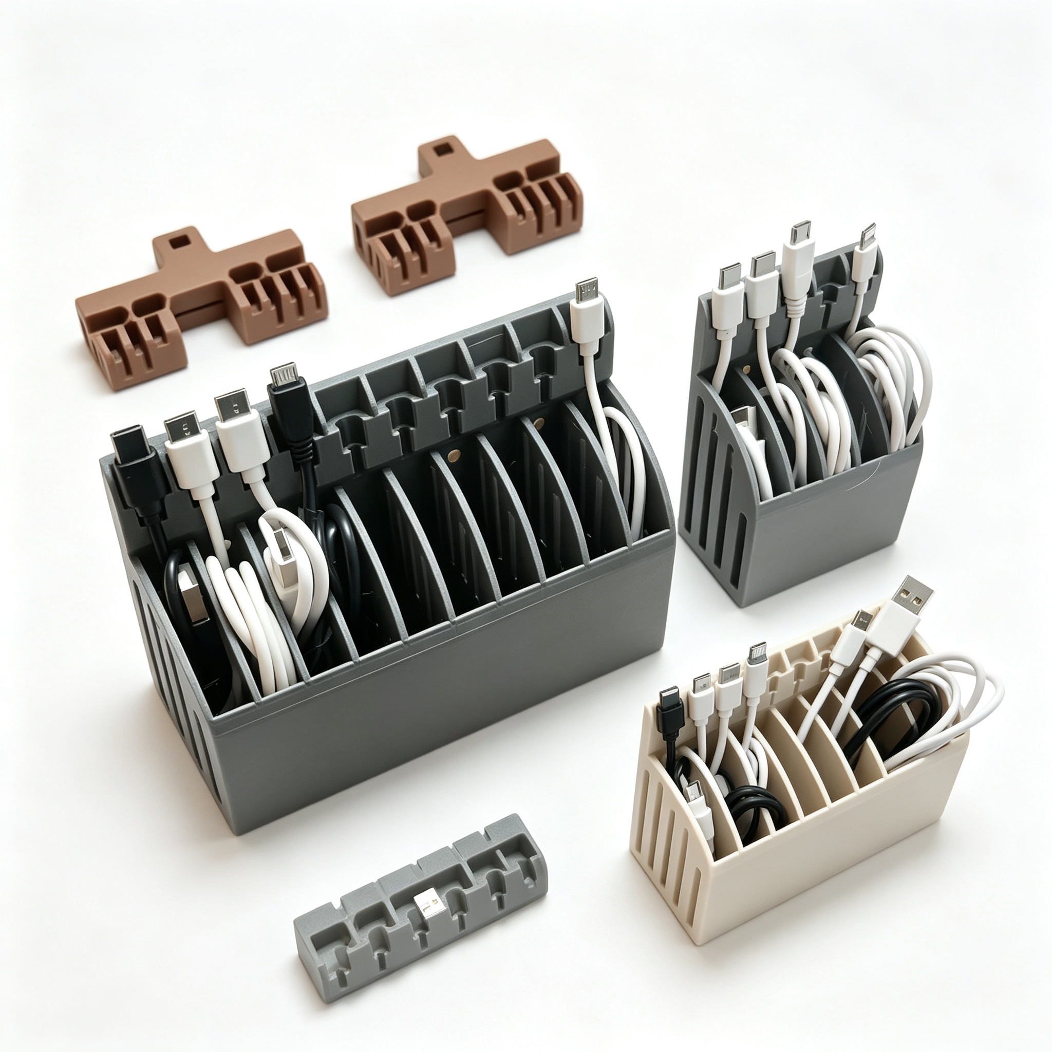 Wire Classification 3D Printed Office Supplies Layered Separate Slots Cord Storage Box