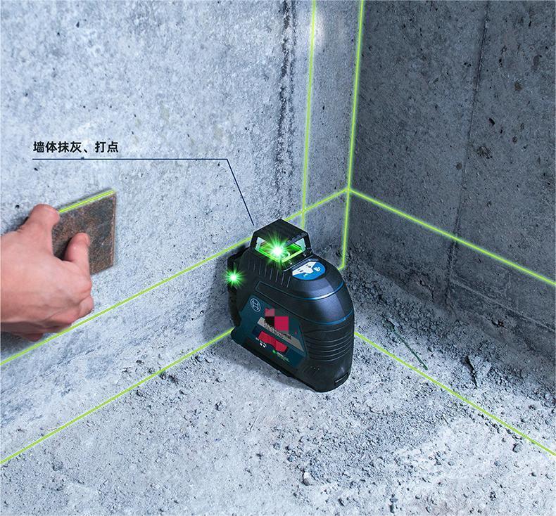 Original laser level GLL3-60XG, GLL30G - three-line automatic leveling device with green laser line projection - can be mounted on the wall