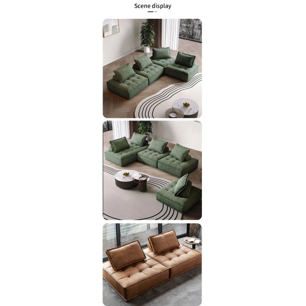 Tufted Modular Sofa Nordic Minimalist Design Lamb Wool Leisure Sofa Floor Chair Wood Legs Apartment Living Room Sofa