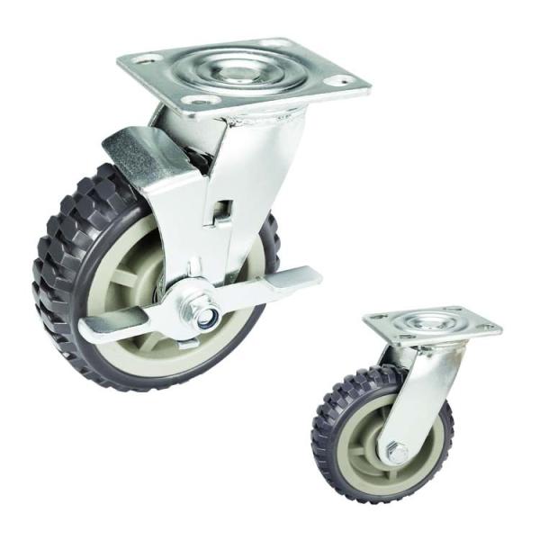 Side Brake Wheels Tread On Core Heavy Duty Casters Trolley Wheels 5 Inch
