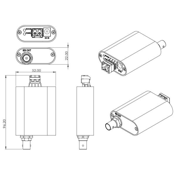 SDI 12G Fiber Optic Extender Optical Cable Extension