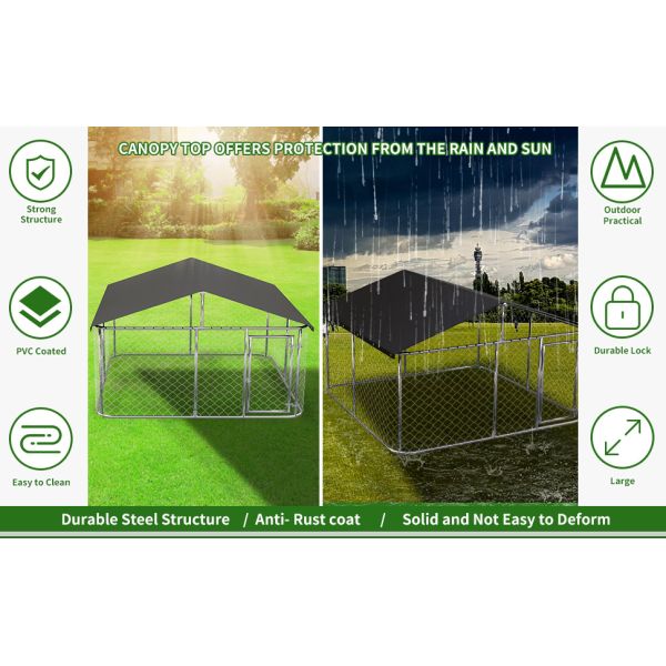 Outdoor Dog Enclosure Heavy Duty Dog Kennel House Mesh Dog Big Cage Pet Kennel Steel Fence with Secure Lock High Quality Dog Cage Dog Cages Metal Kennels
