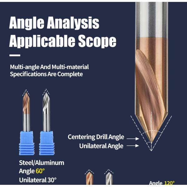 TiN Coating CNC Spot Drill Bits Diameter 4 6 8 10mm For Stainless Steel Aluminum Drilling